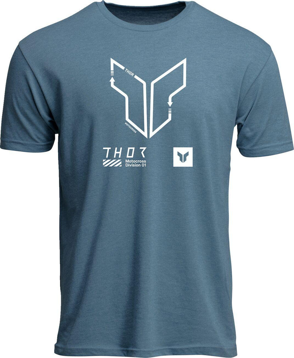 Thor Mens Adult Trax T-Shirt - Heather Slate Blue White