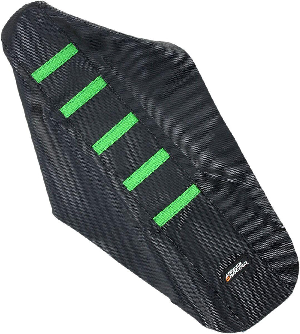 Moose Racing Ribbed Seat Cover For Kawasaki KXF250 2006-2008 - Black Cover Green Ribs