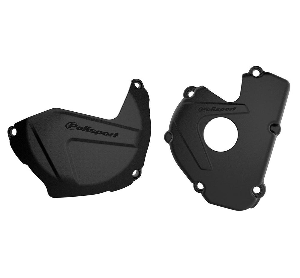 Polisport Clutch & Ignition Cover Protectors For Kawasaki KXF250 2017-2020 Black