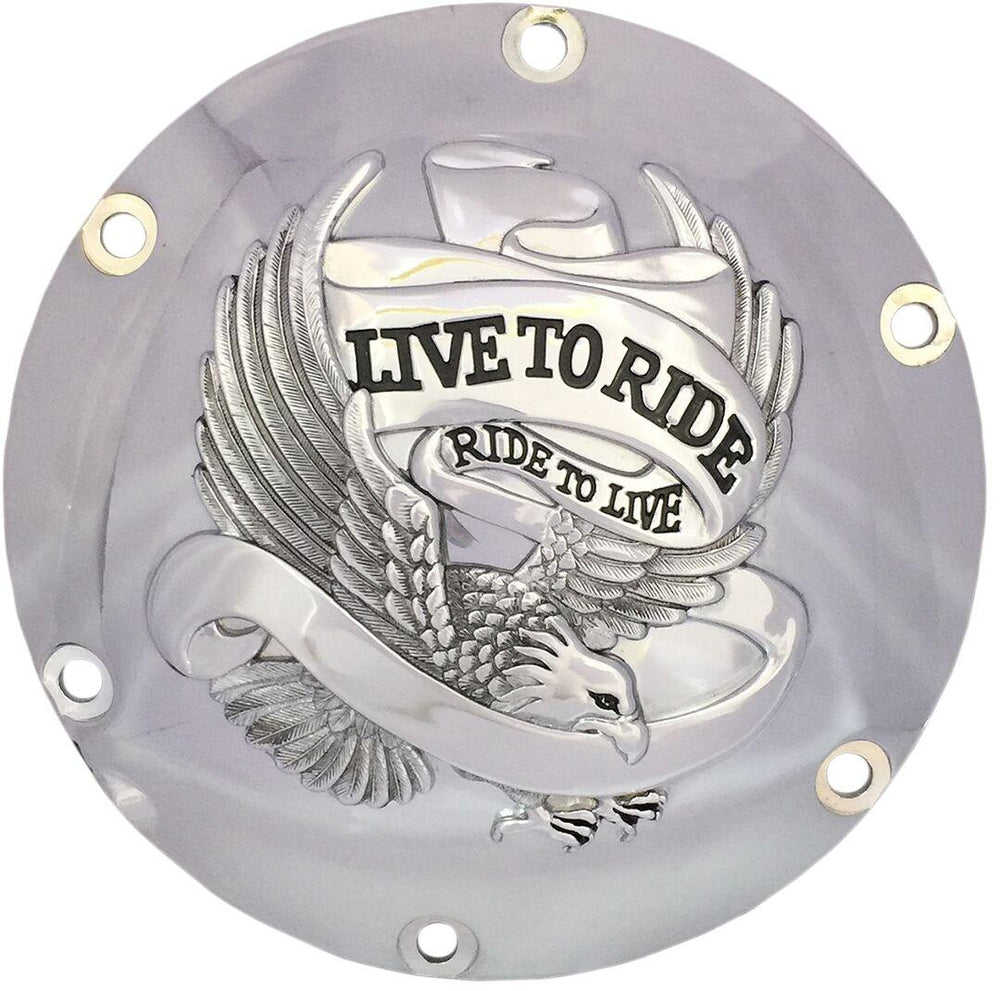 Drag Specialties Live To Ride Derby Cover For Harley Davidson XL 1200 C 2004-2020 - Silver