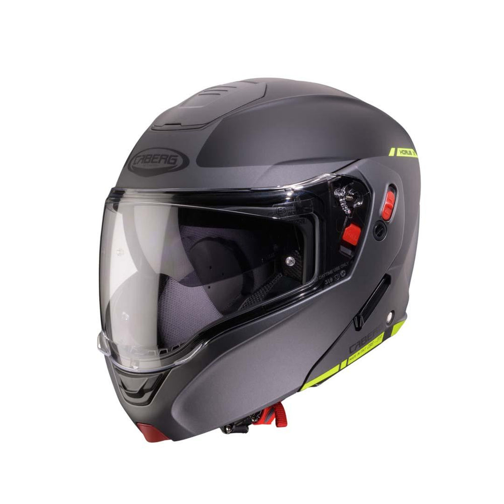 Caberg Horus X Ray Flip Front Motorcycle Helmet - Black/Grey/Yellow Fluro