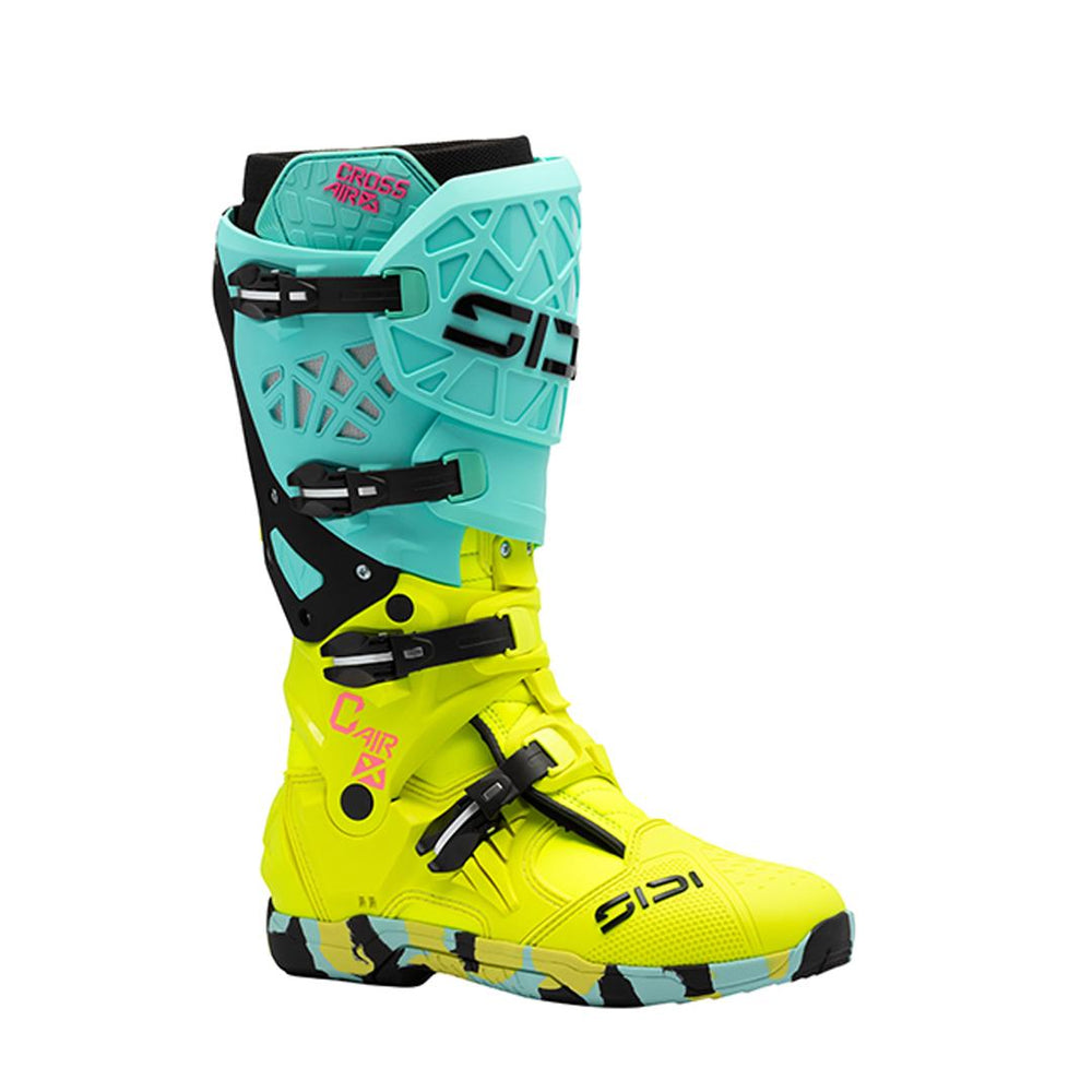Sidi Crossair X Motocross Boots - Mint/Fluo Yellow