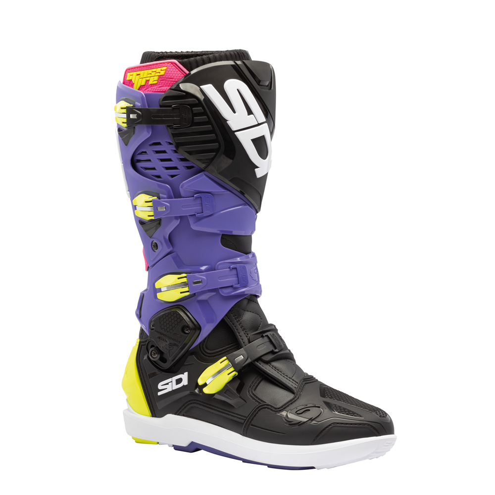 Sidi Crossfire 3 SRS Motocross Boots - Violet/Black/Fluro Yellow