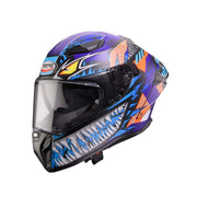 Caberg Drift Evo II Full Face Motorcycle Helmet - Nobo Matt Black/Red Fluo/Blue/Purple