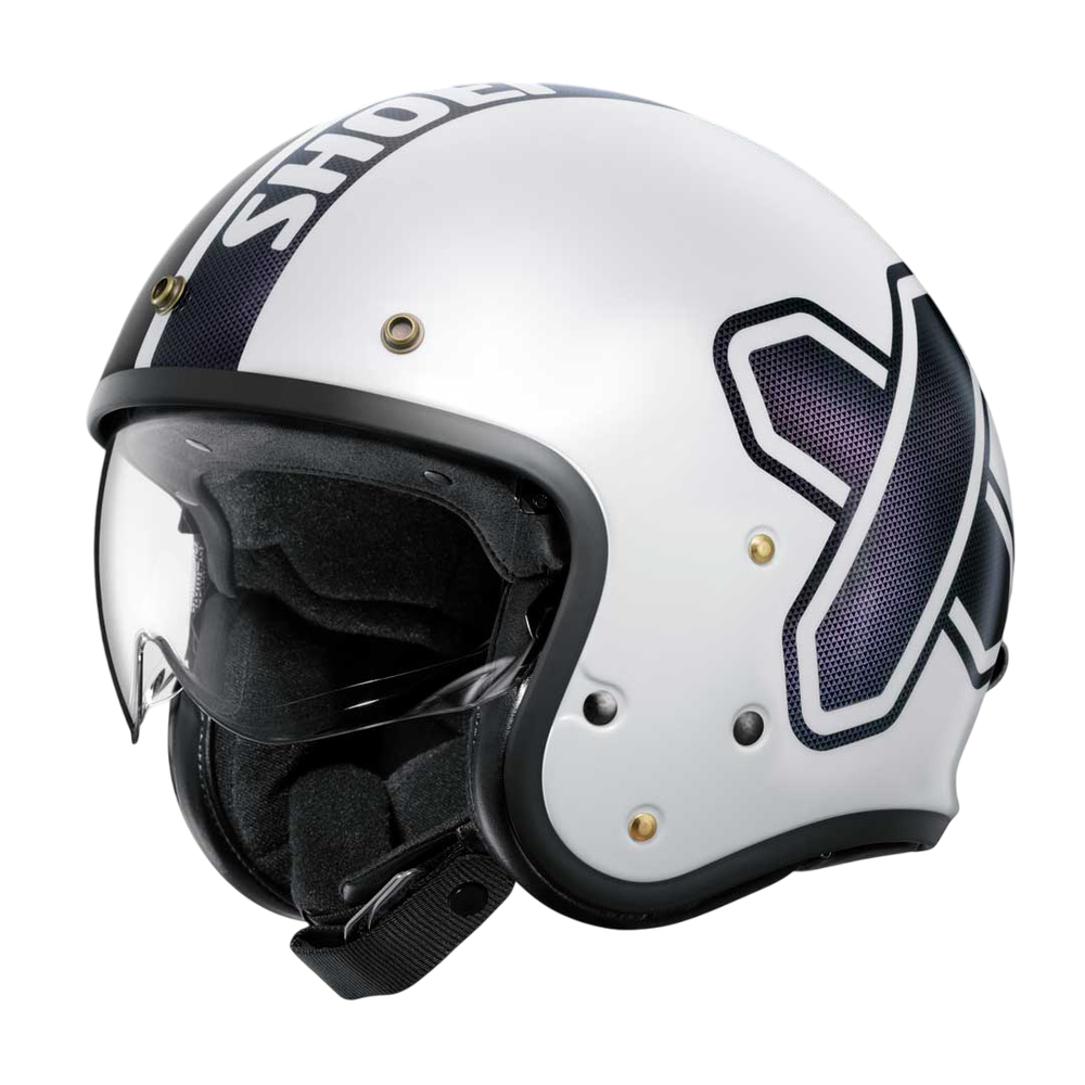 Shoei J.O2 2 TC-6 Open Face Motorcycle Helmet - Cross Logo White