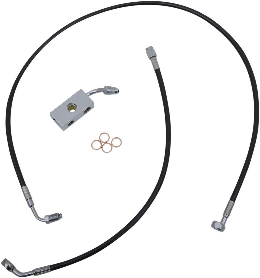 LA Choppers Braided Brake Hose Kit With ABS For Harley Davidson FLDE 1750 ABS 2018-2020 Front 15" - 17" - Black