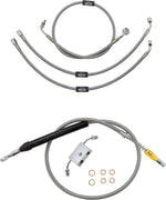 LA Choppers Standard Stainless Braided Low Ride Handlebar Cable/Brake Hose Kit For Harley Davidson FLDE 1750 ABS 2018-2020 30.5 cm - 35.5 cm (12" - 14") - Clear-Coated