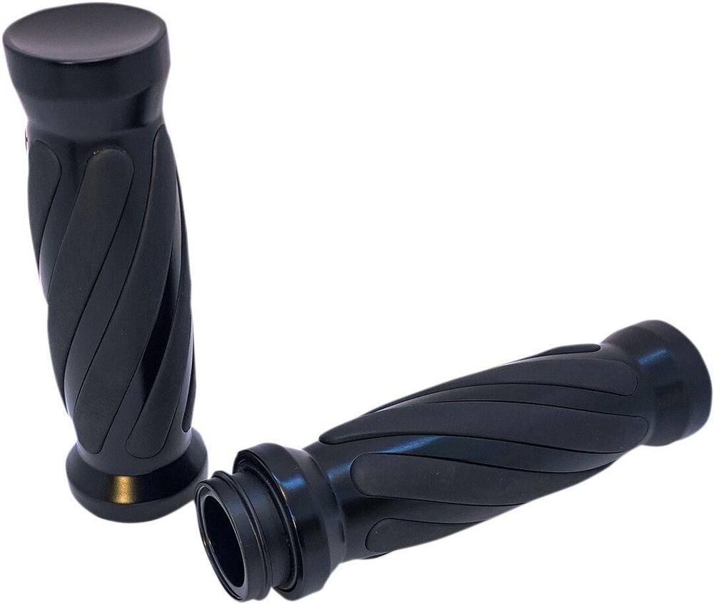Pro-One Custom Twisted Rubber Grips For Harley Davidson FLDE 1750 ABS 2018-2020 - Black
