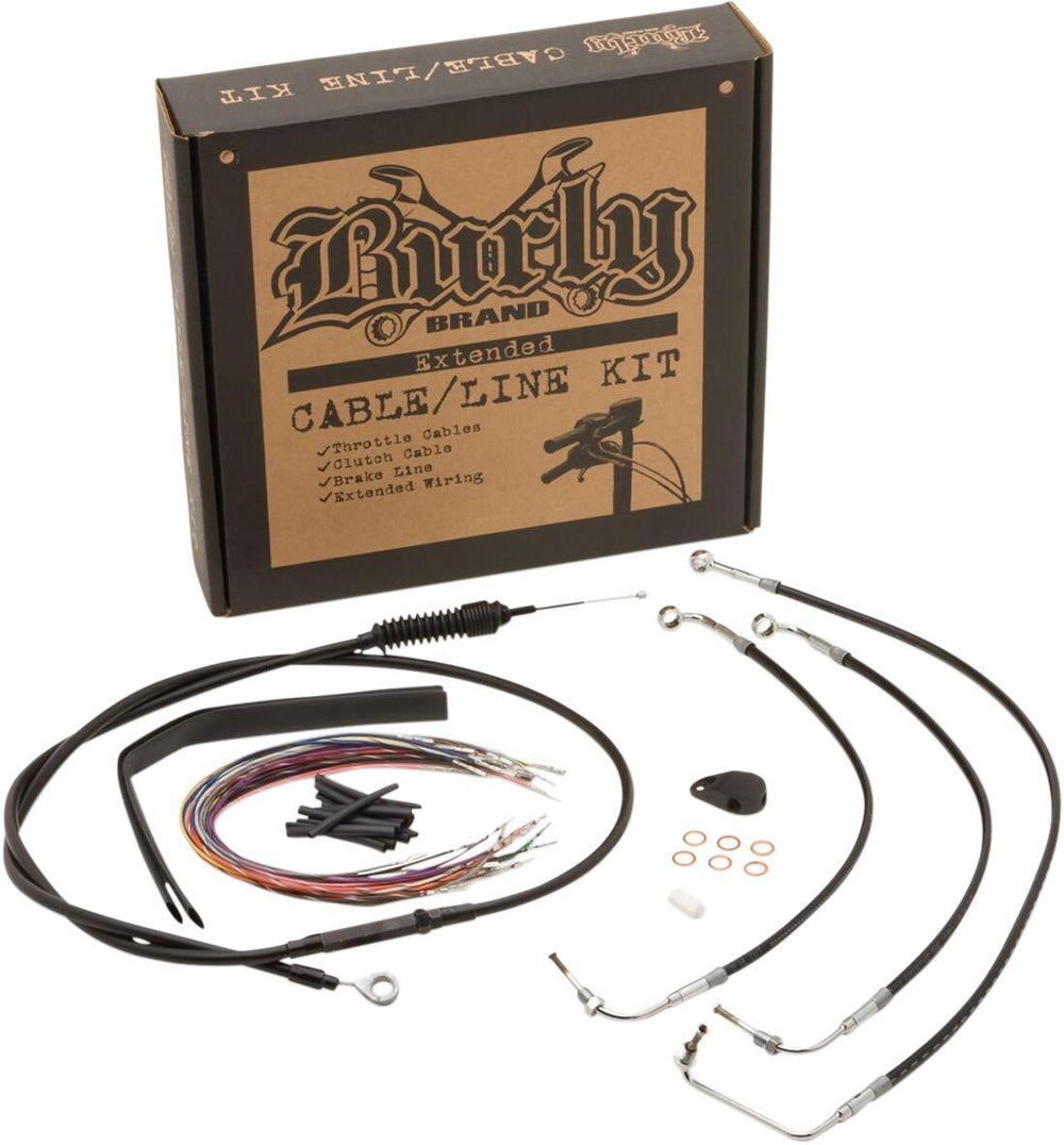Burly Cable Line Kit for Ape Hanger Handlebars For Harley Davidson FLHT 1750 2020 38cm (15") - Black