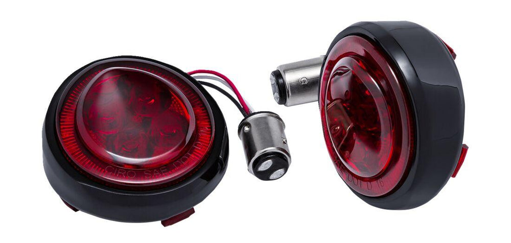 Ciro Fang Turn Signal Light Inserts For Harley Davidson FLFB 1750 ABS 2018-2020 Rear Black Red