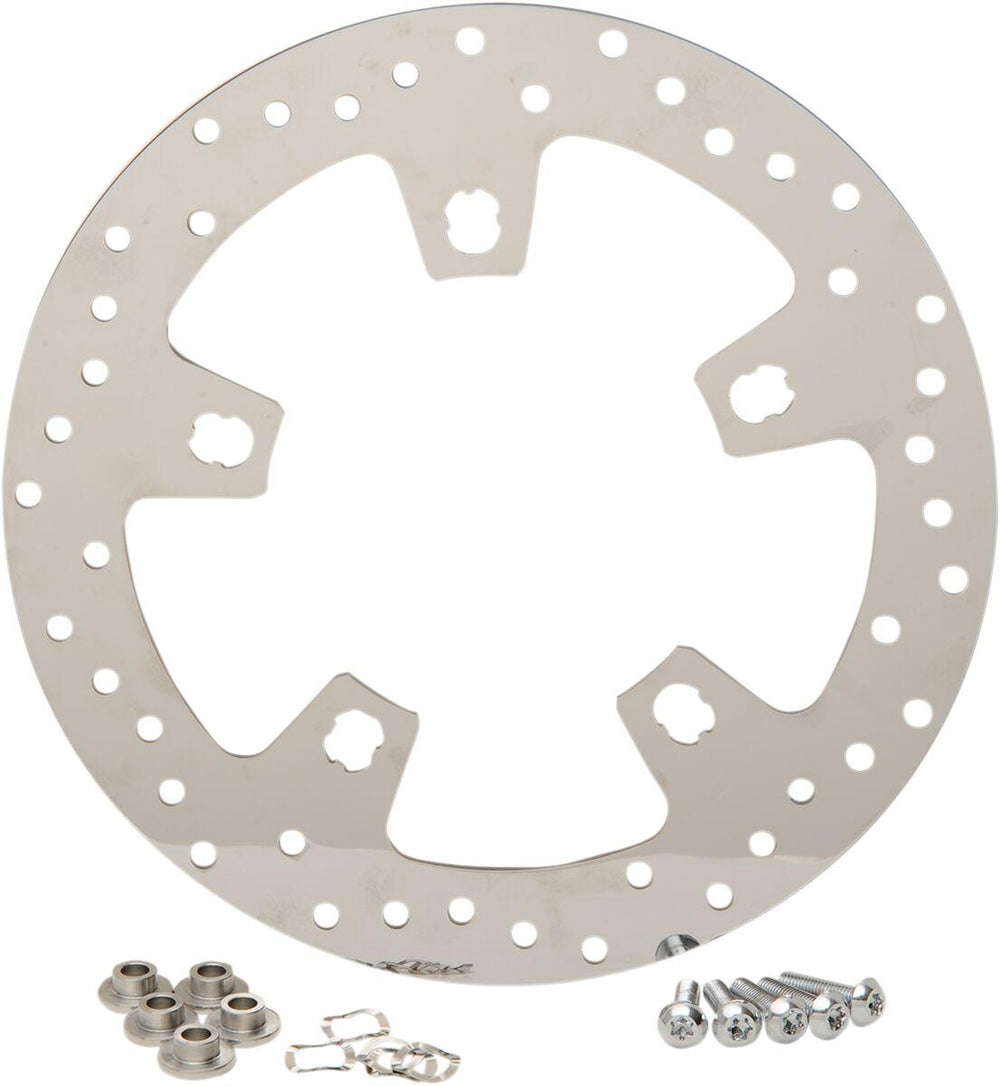 Drag Specialties Polished Stainless Steel Drilled Brake Disc For Harley Davidson FLH 1868 2021 Front - Silver
