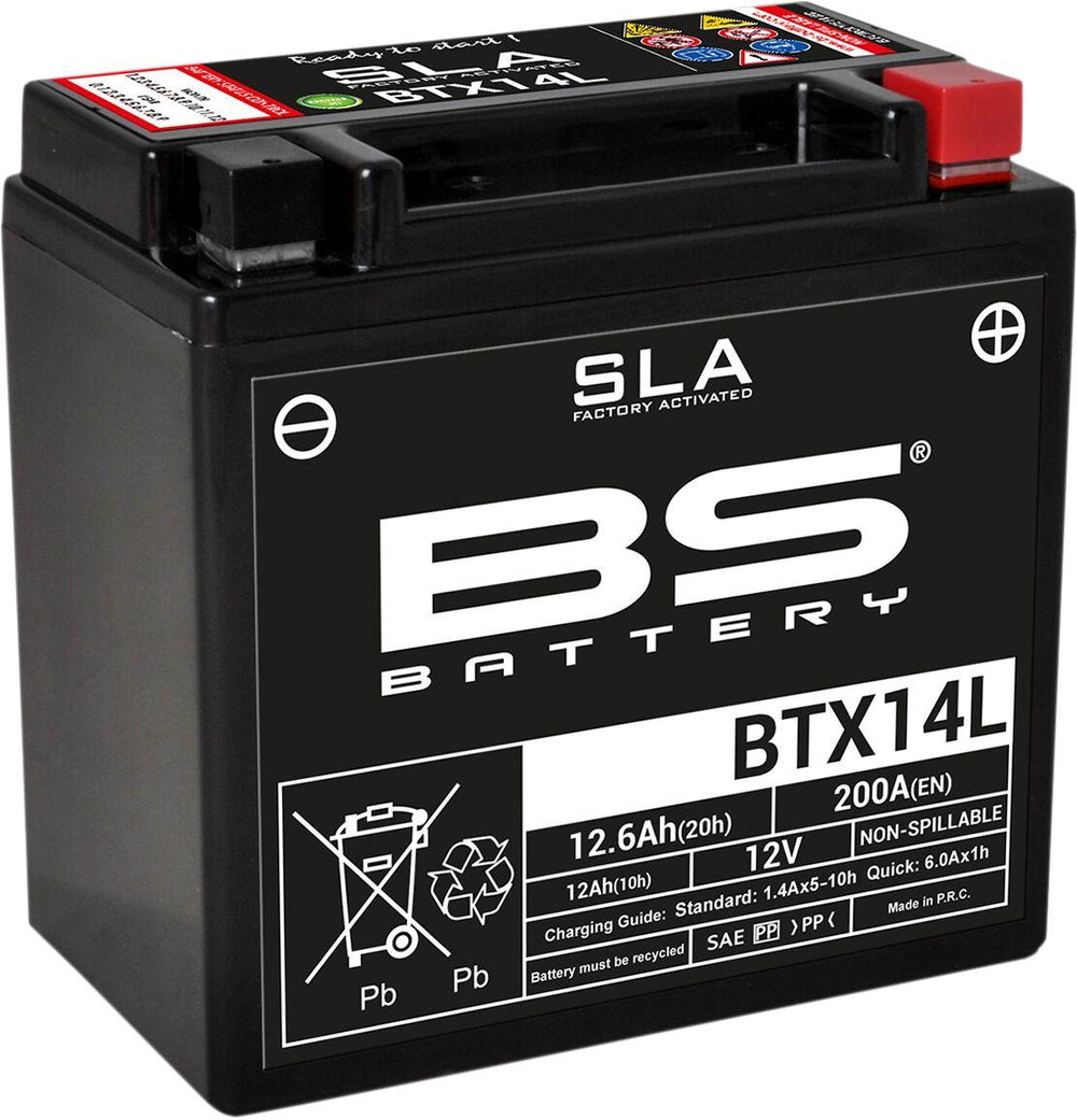 BS Battery SLA AGM Battery For Buell 1125 CR 2008-2009 - Black