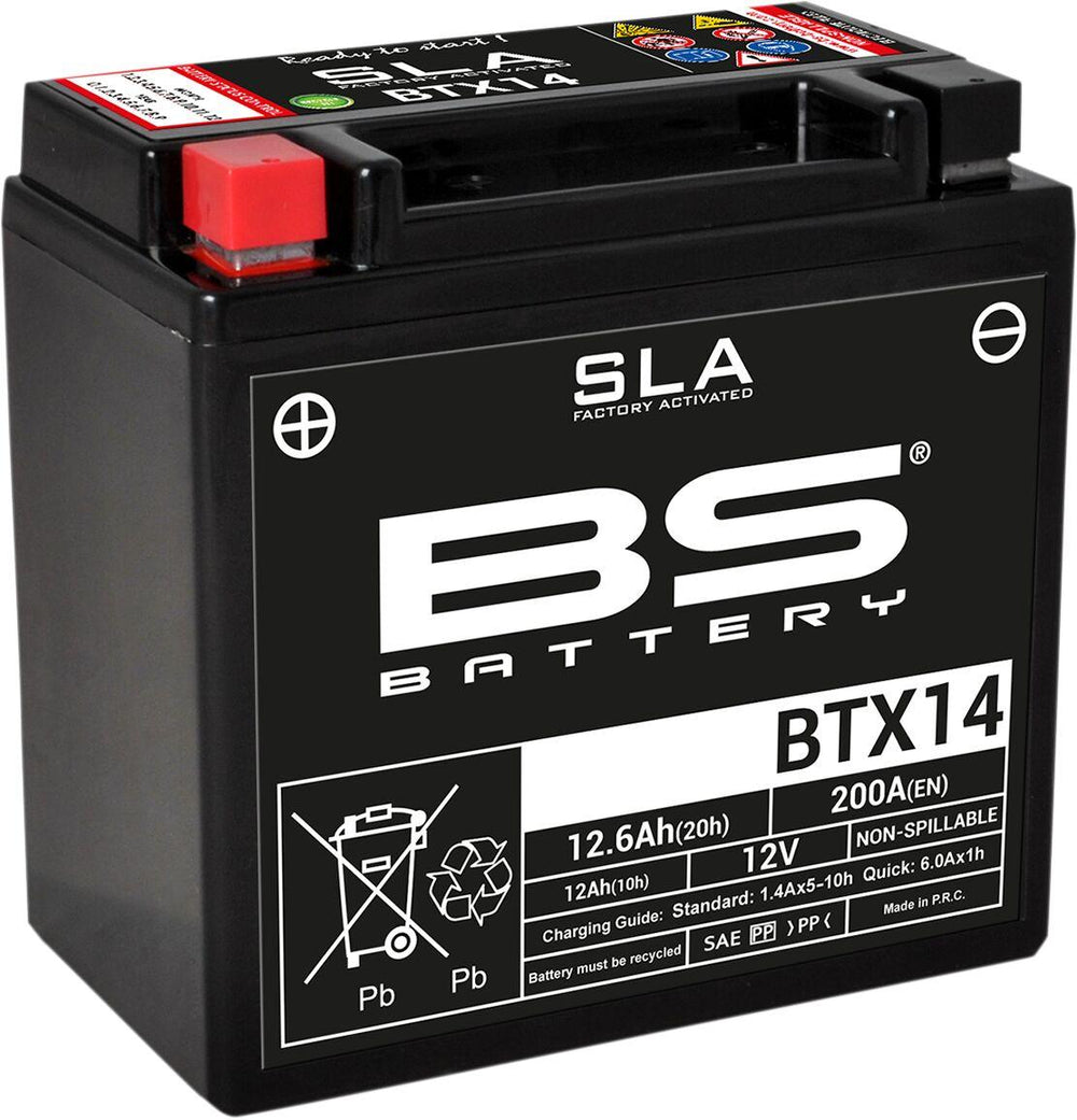 BS Battery SLA AGM Battery For Ducati 1098 2007-2008 - Black