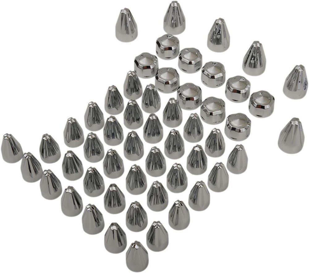 Ciro Engine Bolt Cover Caps For Harley Davidson FLDE 1750 ABS 2018-2020 Spike/Fluted - Chrome