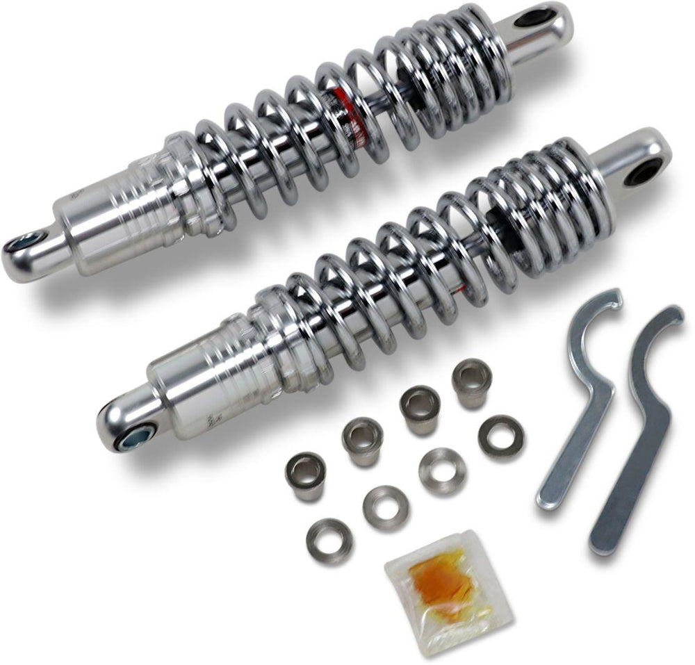 Drag Specialties Premium Ride-Height Adjustable Shocks For Harley Davidson FXLR 1340 1987-1994 Rear 318.00 mm (12.50") - Black Chrome