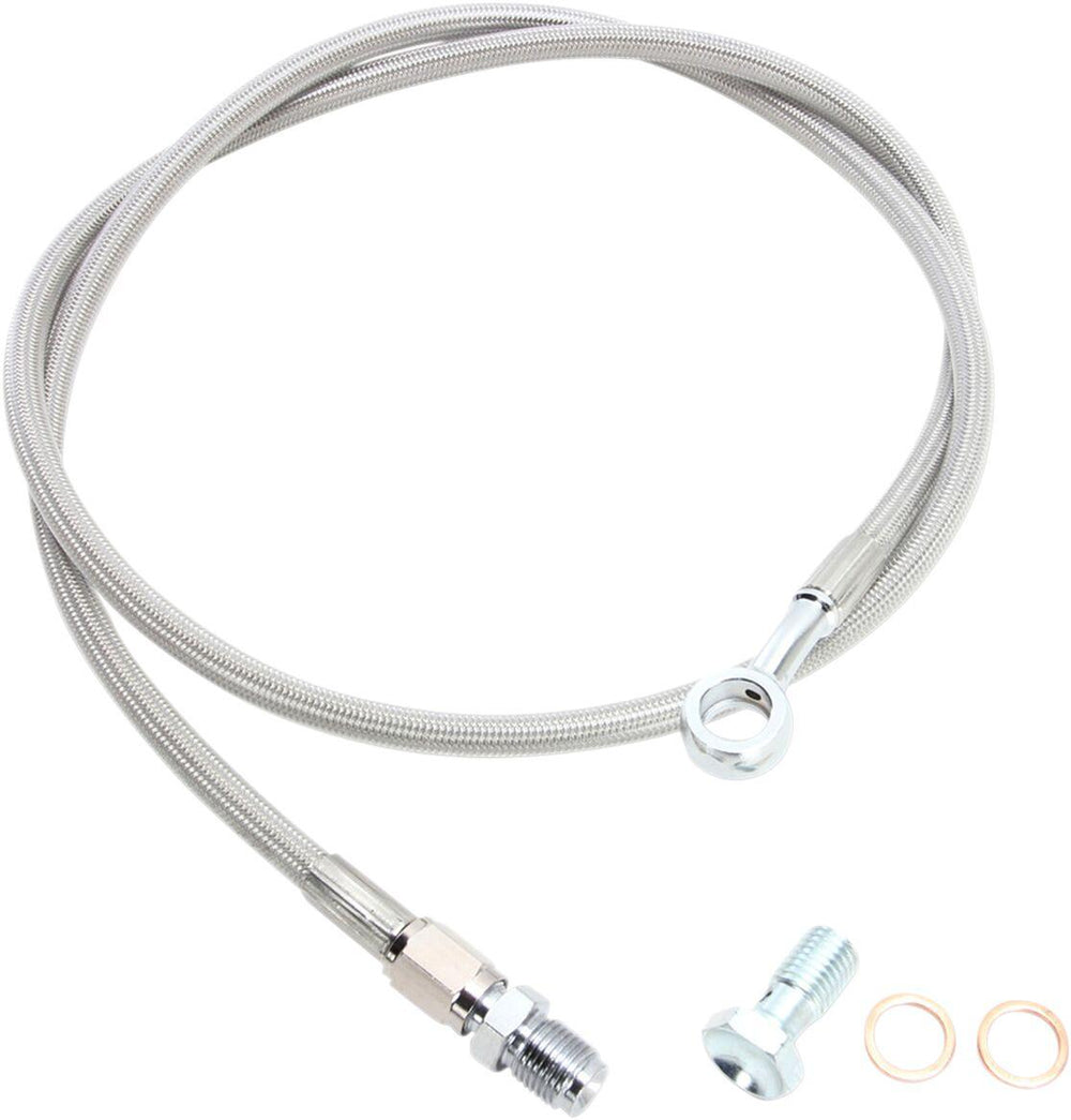 Parts Unlimited Extended Length Brake Hose For Polaris 340 2008 +15.2 cm - Silver
