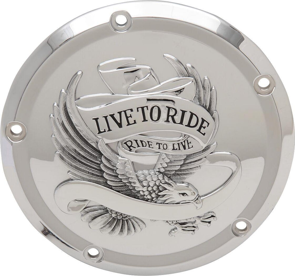Drag Specialties Live To Ride Derby Cover For Harley Davidson FLHR 1750 - Chrome