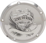 Drag Specialties Live To Ride Derby Cover For Harley Davidson FLHR 1750 - Chrome