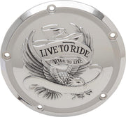 Drag Specialties Live To Ride Derby Cover For Harley Davidson FLHR 1750 - Chrome