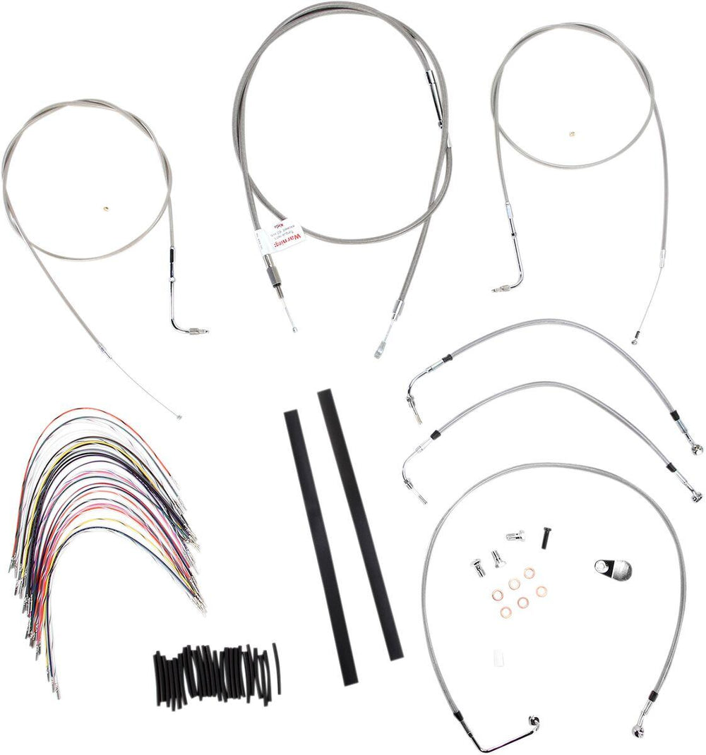 Burly Handlebar Cable Brake Hose Kit For Harley Davidson FLHR 1340 1997-1998 40.5cm (16") - Silver