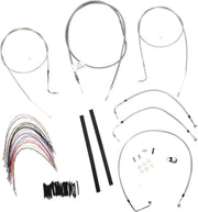 Burly Handlebar Cable Brake Hose Kit For Harley Davidson FLHR 1340 1997-1998 40.5cm (16") - Silver