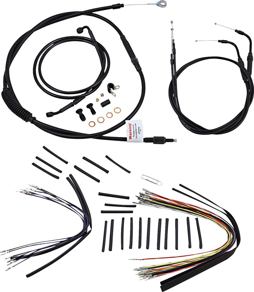 Burly Cable Line Kit for Ape Hanger Handlebars For Harley Davidson FLSTC1584 2007-2010 35.5cm (14") - Black