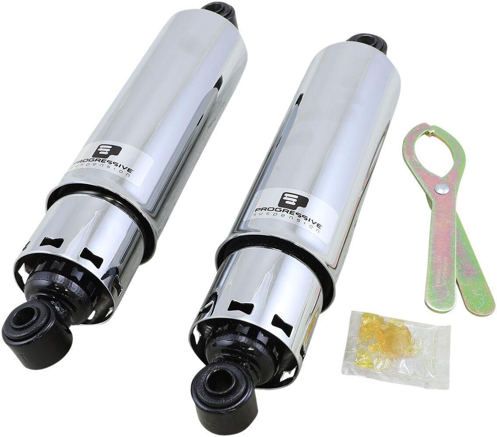 Progressive Suspension 412 Series Shocks For Harley Davidson FL 1200 1973-1977 305.00 mm (12.00") - Black/Chrome