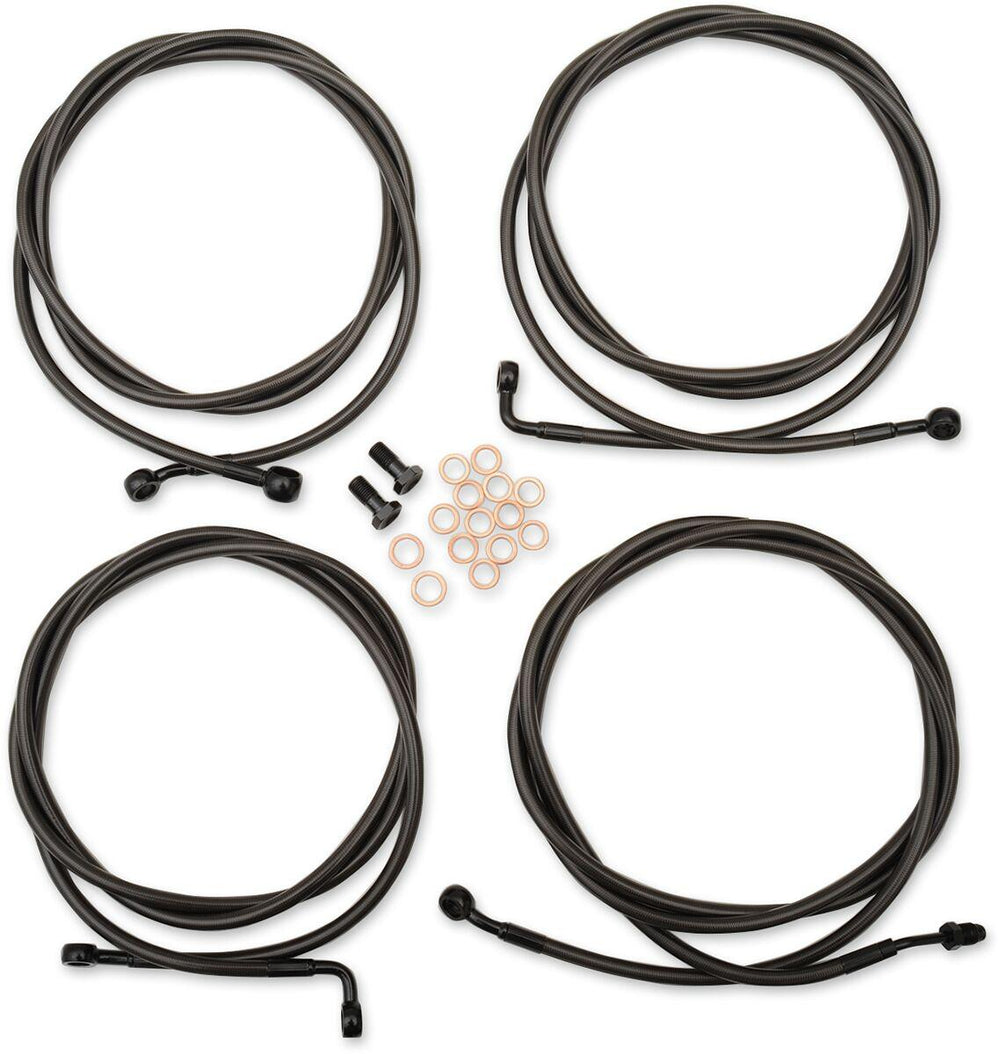 LA Choppers Standard Midnight Braided Handlebar Cable/Brake Hose Kit ABS For Harley Davidson FLHR 1750 2017-2019 45.5 cm - 51 cm (18" - 20") - Black/Clear-Coated