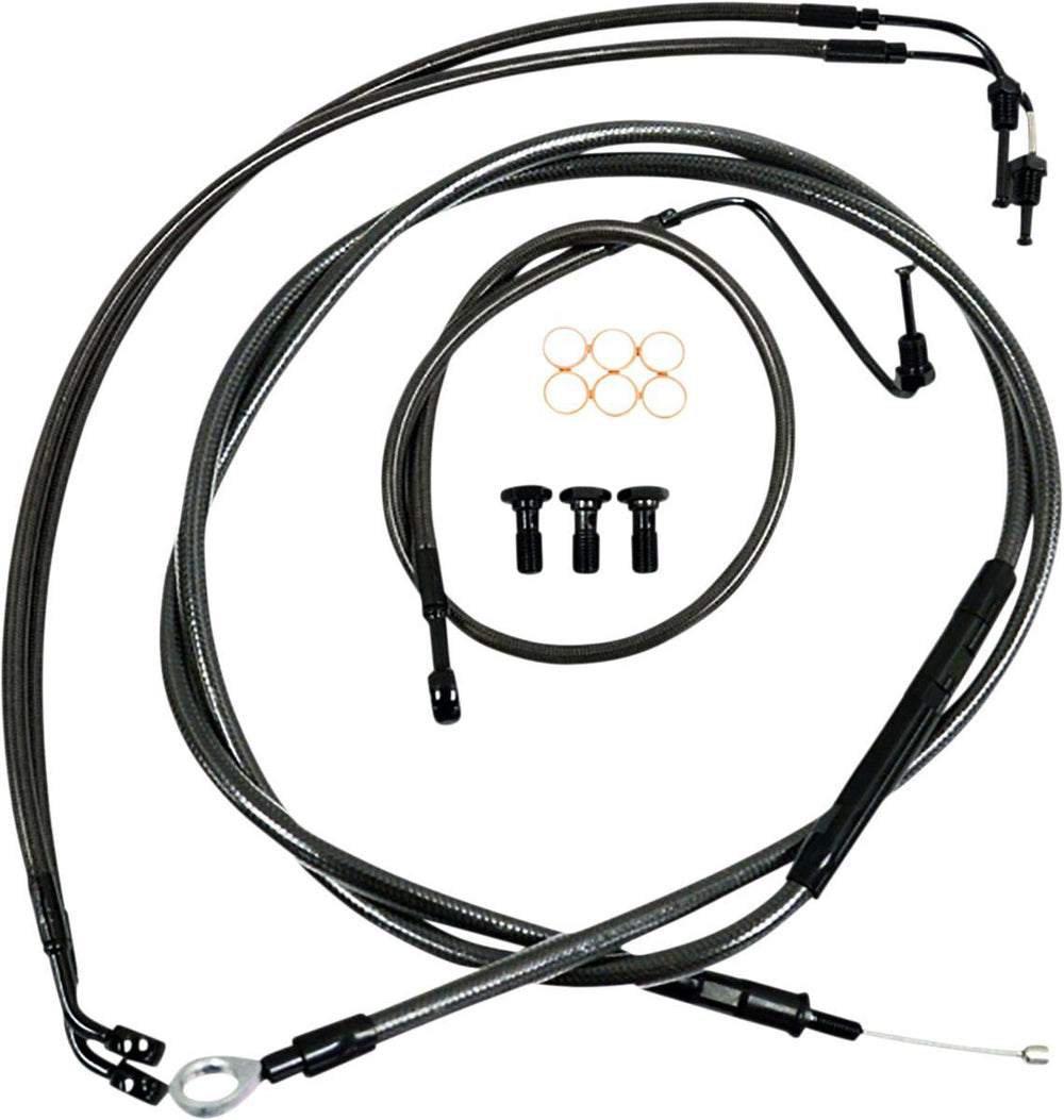 LA Choppers Standard Midnight Braided Handlebar Cable/Brake Hose Kit For Harley Davidson FXBBS 1868 ABS 2022 38 cm - 43 cm (15" - 17") - Black/Clear-Coated