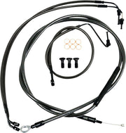 LA Choppers Standard Midnight Braided Handlebar Cable/Brake Hose Kit For Harley Davidson FXBBS 1868 ABS 2022 38 cm - 43 cm (15" - 17") - Black/Clear-Coated