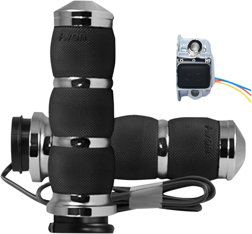 Avon Grips Air Cushion Heated Grips For Harley Davidson FLDE 1750 2018-2020 - Black Chrome