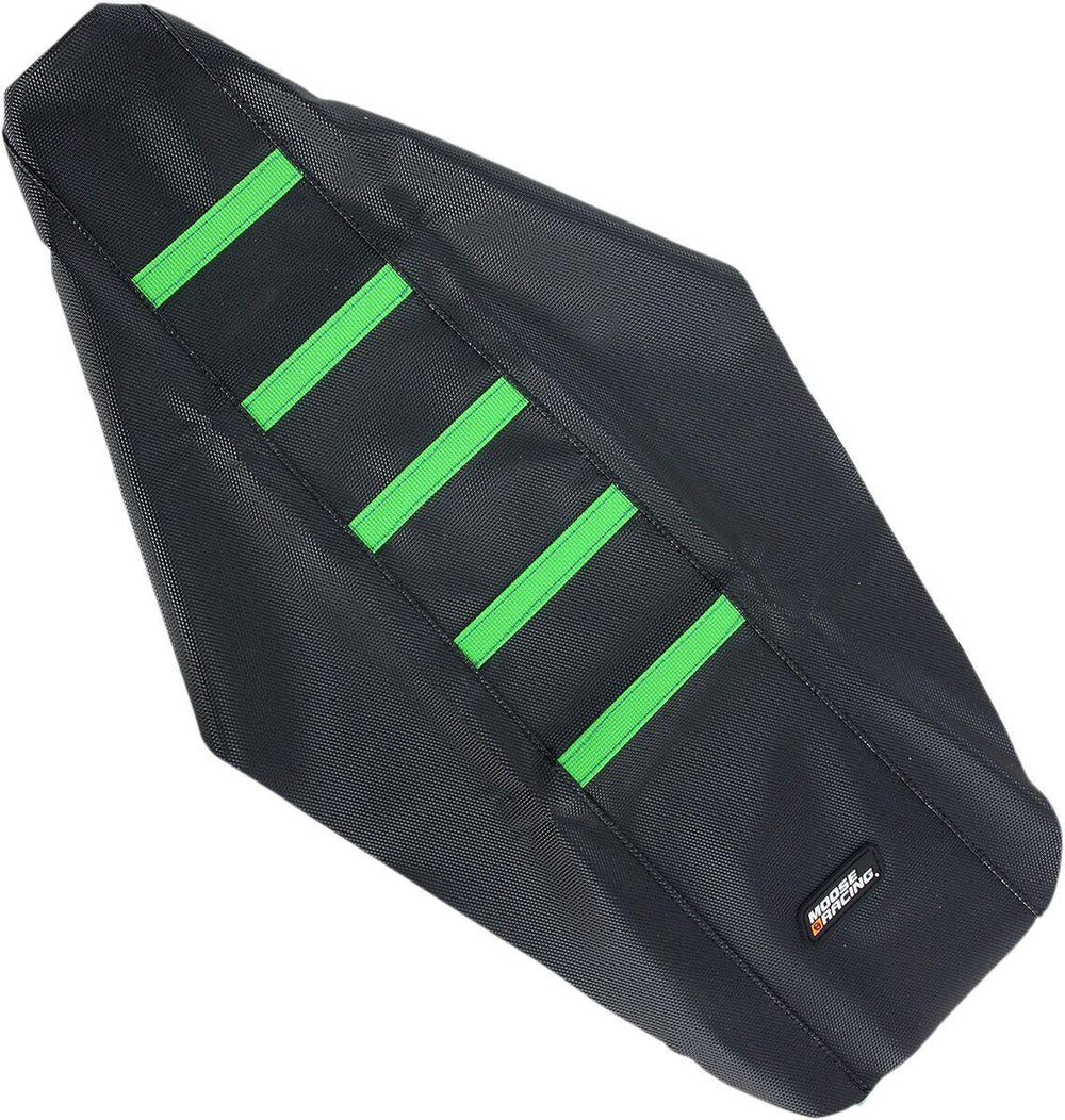 Moose Racing Ribbed Seat Cover For Kawasaki KX125 2003-2005 - Black Cover Green Ribs