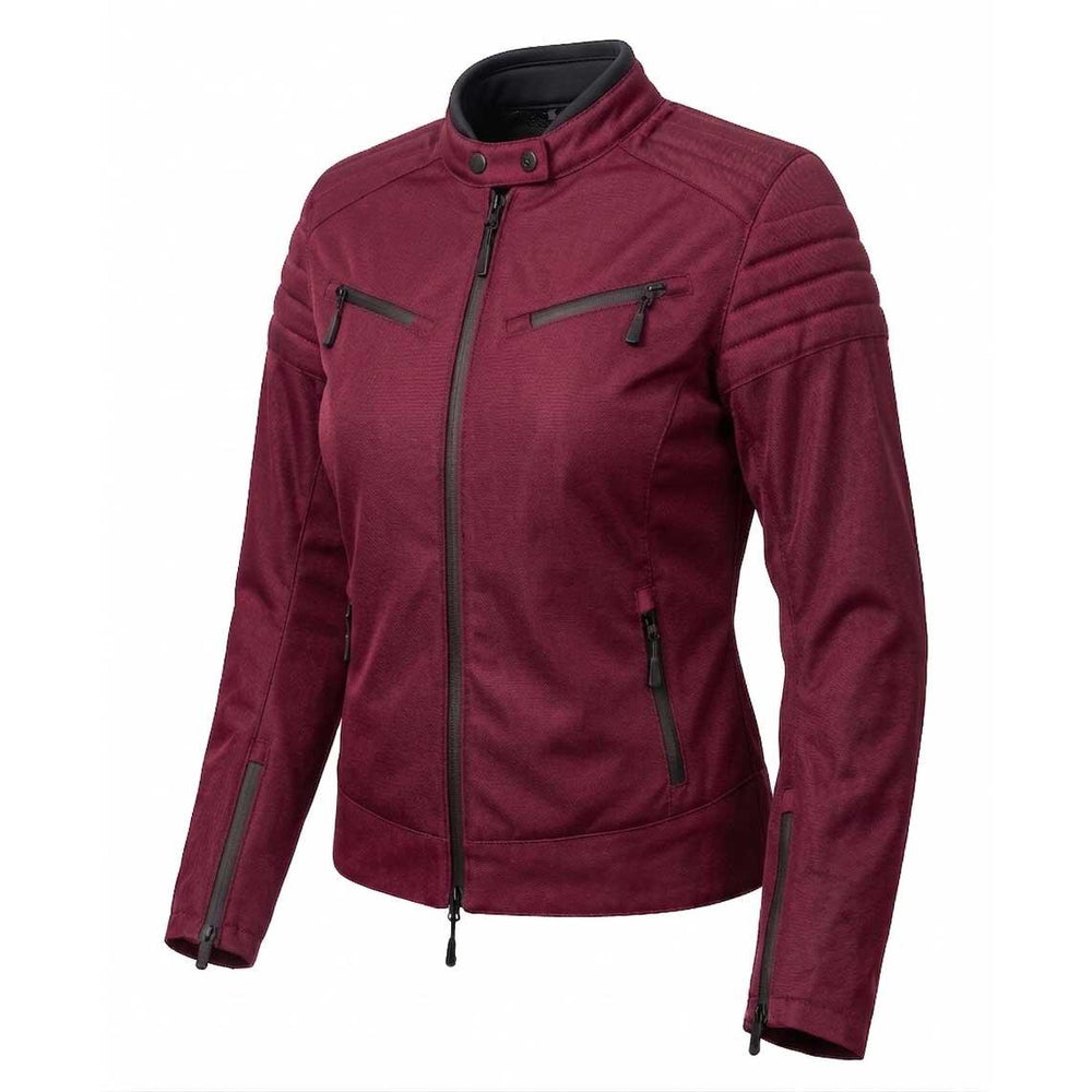 Spada Cafe Flux Ladies Motorcycle Jacket - Berry Red
