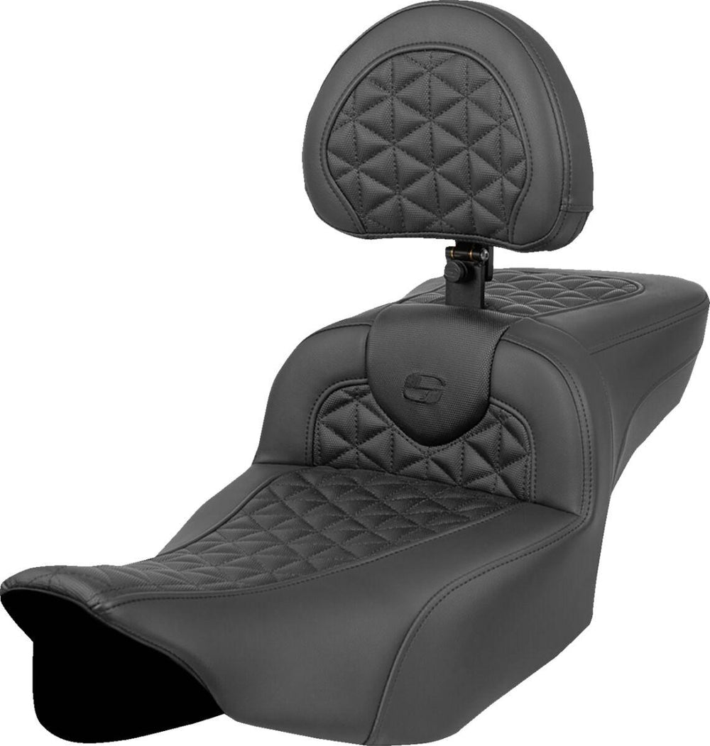 Saddlemen Extended Reach RoadSofa Tri Gripper Seat With Backrest For Harley Davidson FLHX 1923 2024-2026 - Black