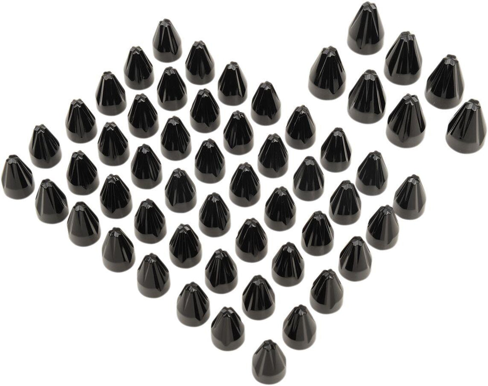 Ciro Engine Bolt Cover Caps For Harley Davidson FLHR 1450 1999-2006 Spike/Fluted - Black