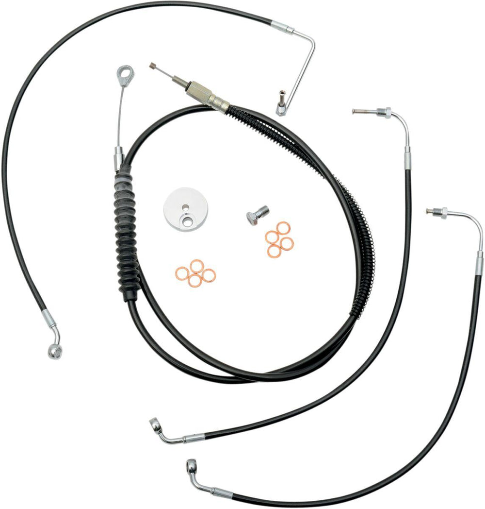 LA Choppers Standard Black Vinyl Handlebar Cable/Brake Hose Kit Non-ABS For Harley Davidson FLHR 1584 2008-2011 30.5 cm - 35.5 cm (12" - 14") - Black