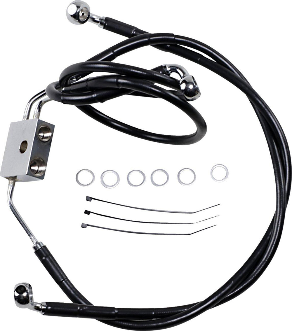 Drag Specialties Extended Length Vinyl Brake Hose Kit For Harley Davidson FXDF 1584 2012 Front - Black