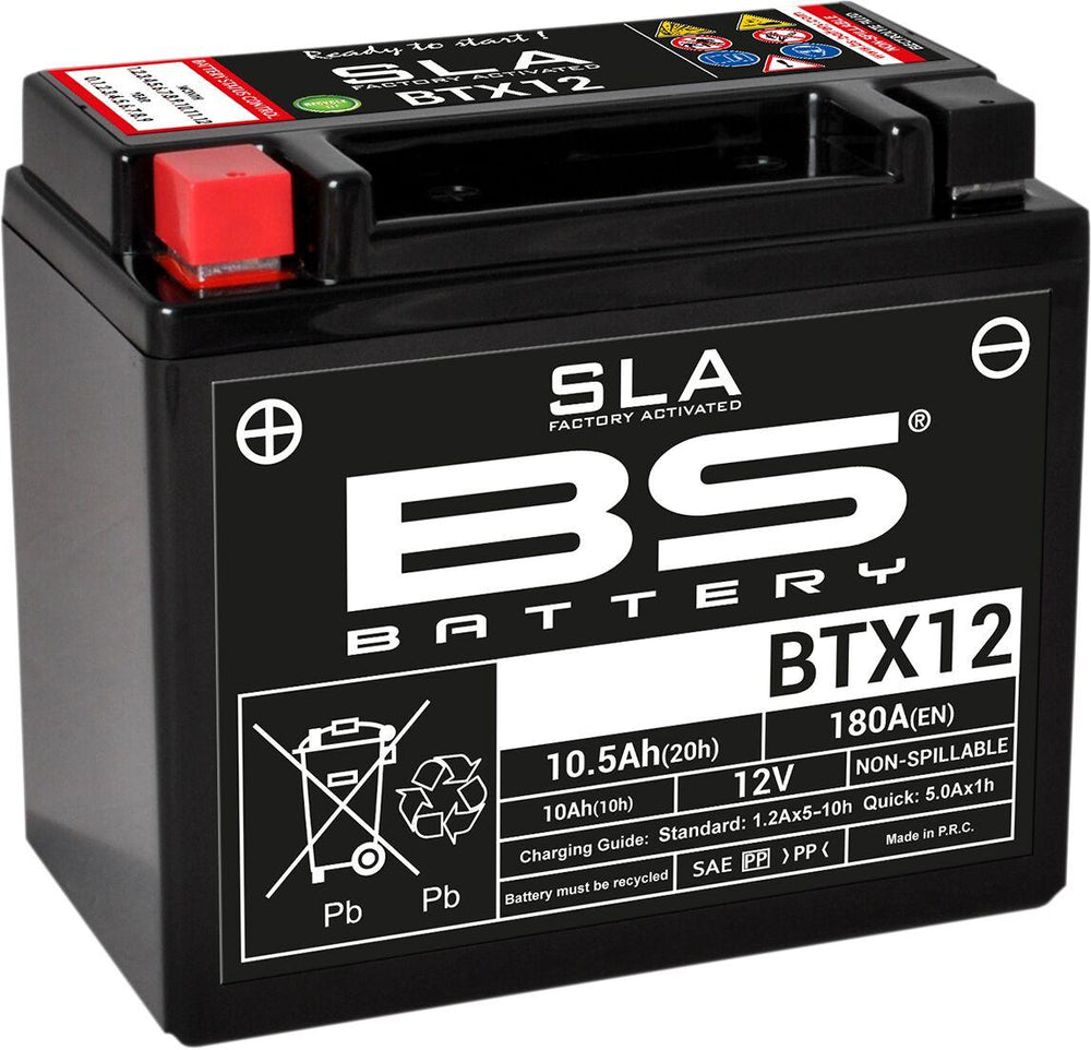 BS Battery SLA AGM Battery For Arctic Cat Textron 250 2X4 2006-2007 - Black