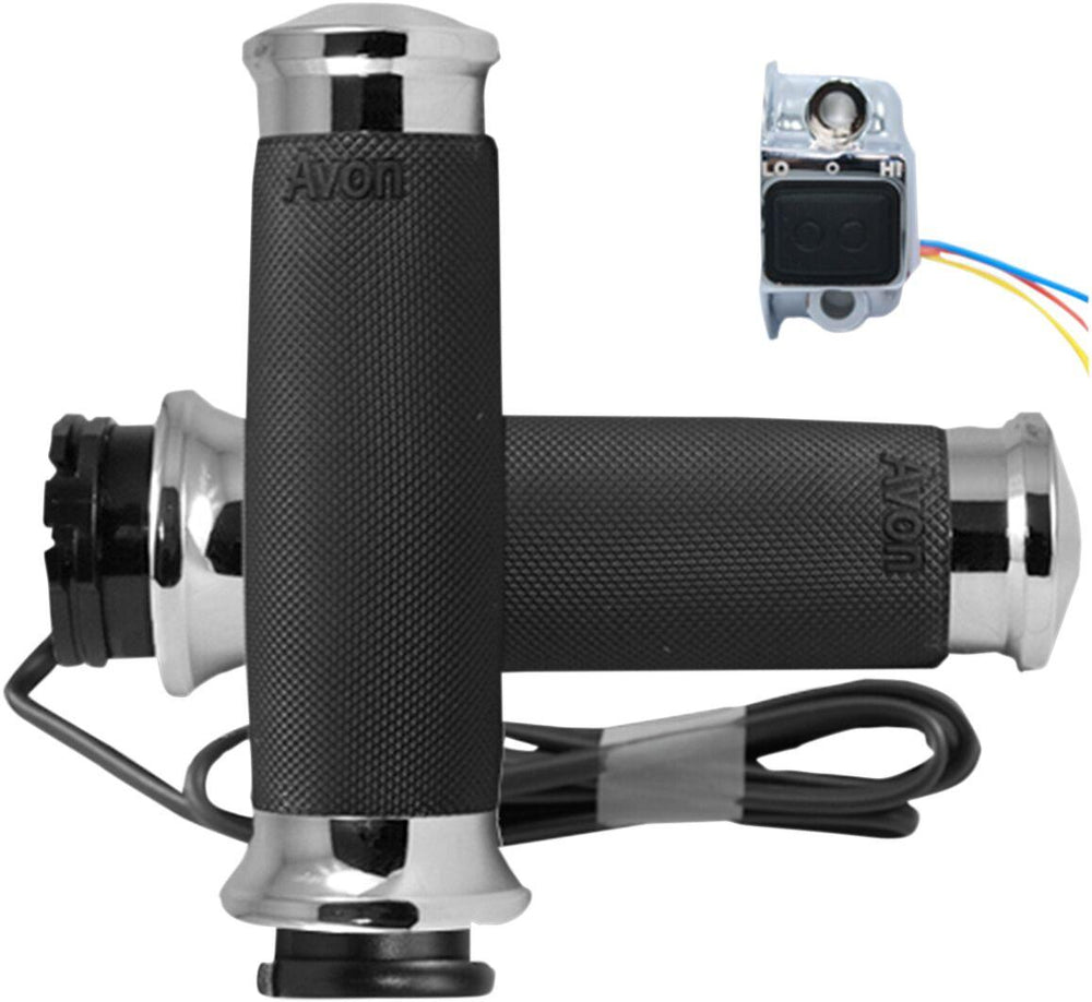 Avon Grips Custom Contour Heated Grips For Harley Davidson FLD 1690 2012-2013 - Black Chrome