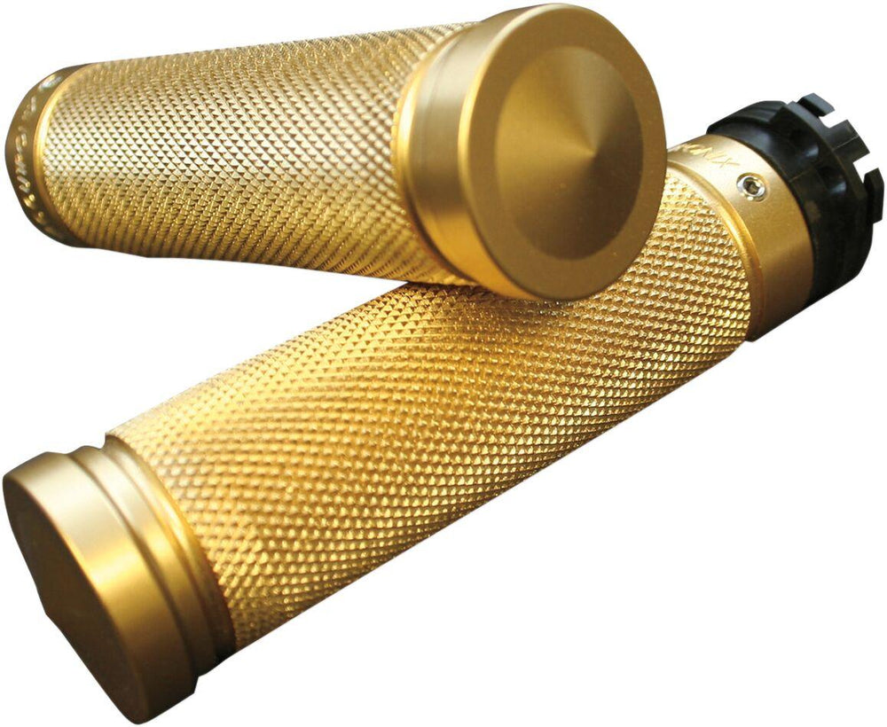 Accutronix Brass Knurled Custom Grips For Harley Davidson FLD 1690 2012-2013 Diamond Knurled - Polished