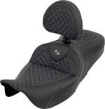 Saddlemen Dragon Scale Stitch RoadSofa Standard Seat For Harley Davidson FLH 1868 ABS 2021 Dragon Stitch/Gripper - Black/Grey