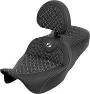 Saddlemen Dragon Scale Stitch Standard RoadSofa Seat For Harley Davidson FLH 1868 ABS 2021 Dragon Stitch/Gripper - Black/White