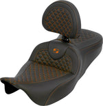 Saddlemen Dragon Scale Stitch Standard RoadSofa Seat For Harley Davidson FLH 1868 ABS 2021 Dragon Stitch/Gripper - Black/Orange