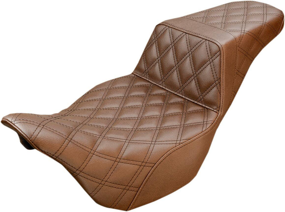 Saddlemen Step Up Seat For Harley Davidson FLH 1868 ABS 2021 Full Lattice Stitch - Brown