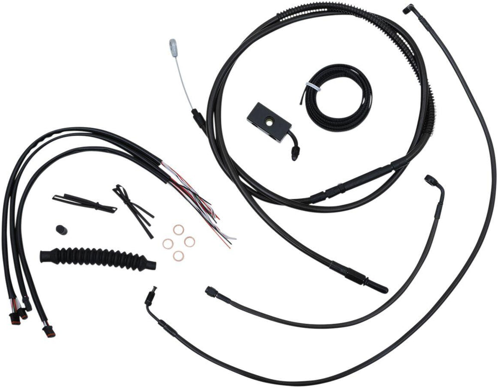 LA Choppers Complete Alternate Length Midnight Braided Handlebar Cable/Brake Hose Kit For Harley Davidson FLDE 1750 ABS 2018-2020 38 cm - 43 cm (15" - 17") - Black/Clear-Coated