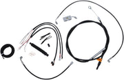 LA Choppers Complete Alternate Length Black Vinyl Braided Handlebar Cable/Brake Hose Kit For Harley Davidson FLDE 1750 ABS 2018-2020 38 cm - 43 cm (15" - 17") - Black/Clear-Coated