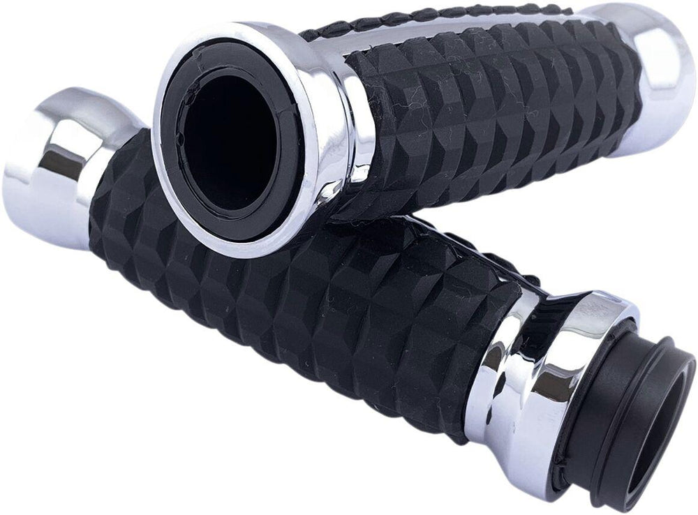 Drag Specialties Grenade Grips For Harley Davidson FLDE 1750 2018-2020 - Chrome