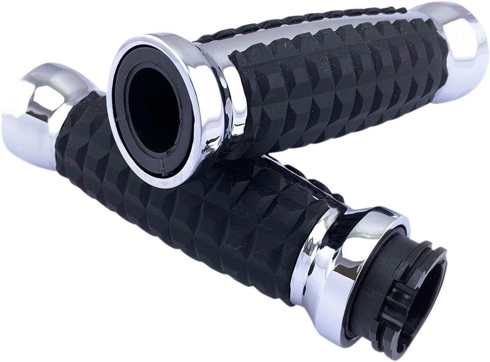 Drag Specialties Grenade Grips For Harley Davidson FLD 1690 2012-2013 - Chrome