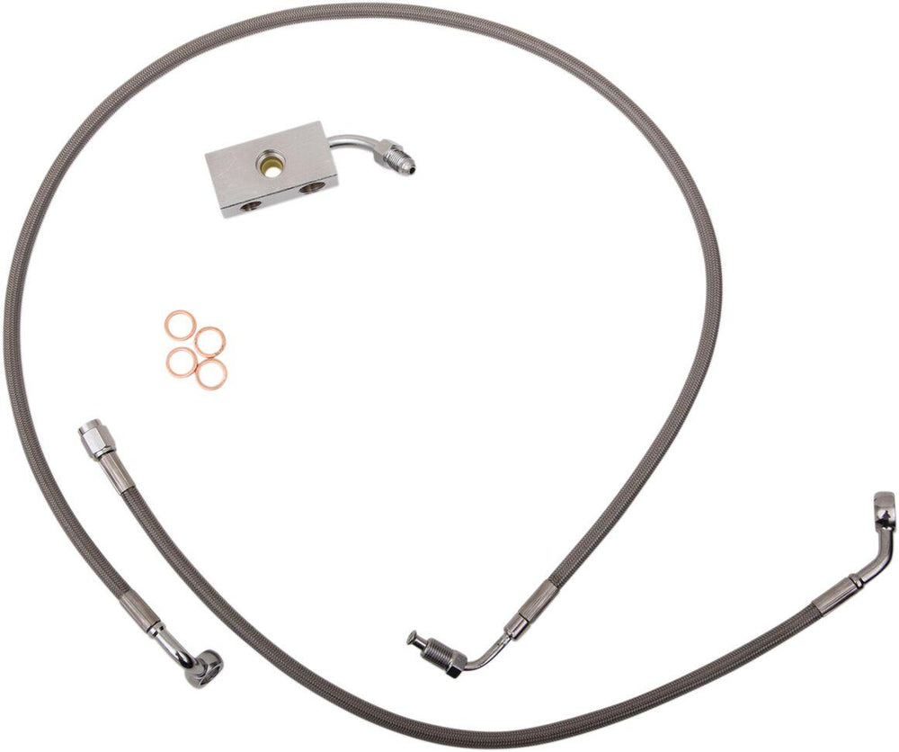 LA Choppers Stainless Steel Brake Hose Kit With ABS For Harley Davidson FLDE 1750 ABS 2018-2020 15" - 17" - Silver