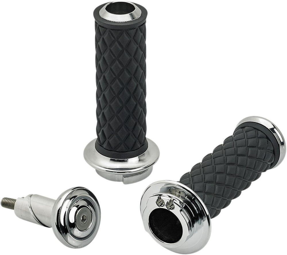 Biltwell Alumicore Grips For 25.4 mm (1") Handlebars - Black Chrome